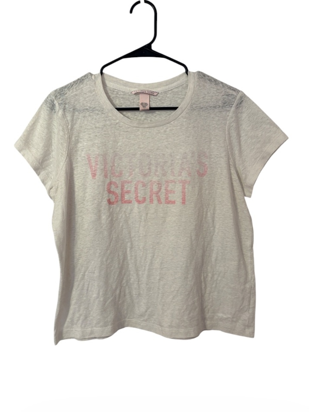 Victoria Secret Graphic White & Pink Logo Tee